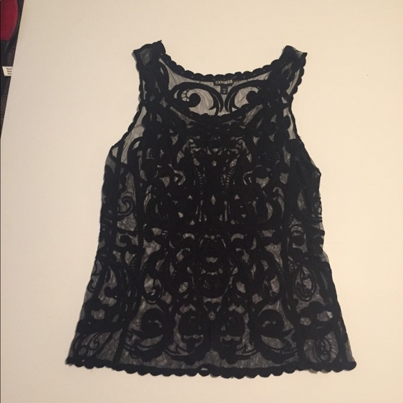 Express Tops - Express sheer embroidered tank top
